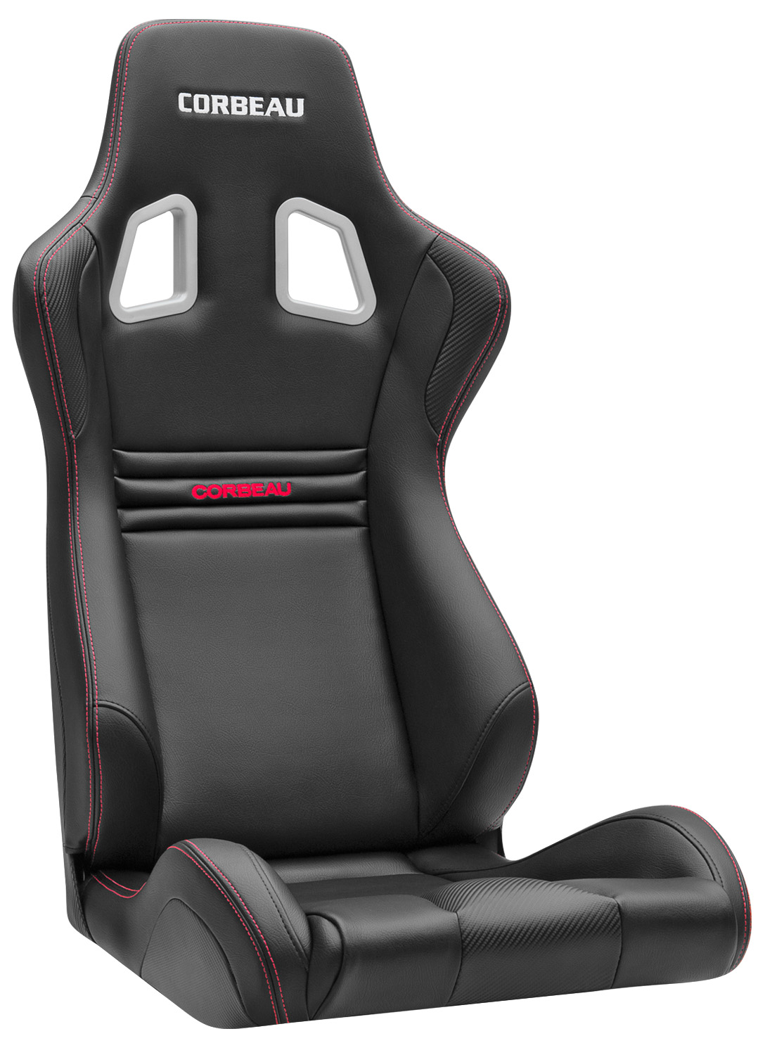 Corbeau Sportline Racing Seat, Evolution Fixed Back Black Vinyl / Carbon Red Stitch, 64901F Corbeau Sportline Racing Seat, Evolution Fixed Back Black Vinyl / Carbon Red Stitch, 64901F